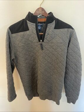 Vineyard Vines Quilted Half-Zip Sweater - Gray with Black Accents